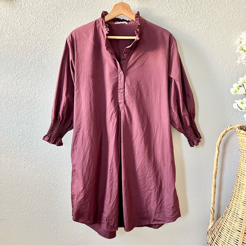 Caryn Lawn Kimberly Dress in Eggplant Purple One Size 100% Cotton